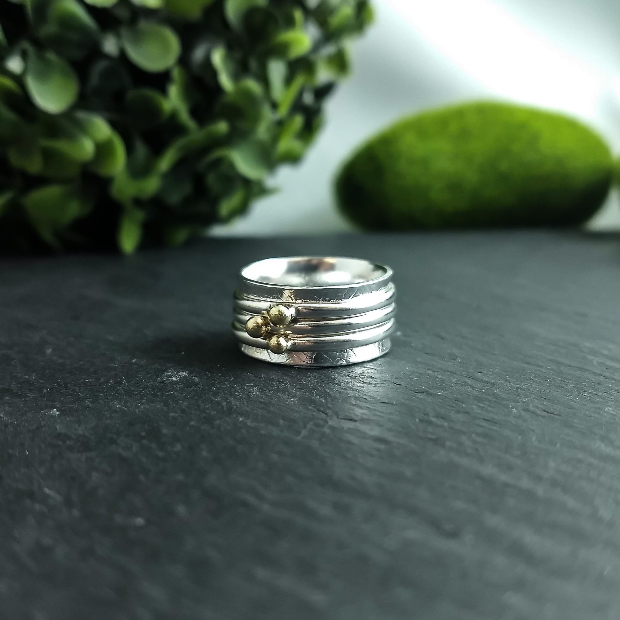 Sterling Silver and 14K Gold Meditation Ring