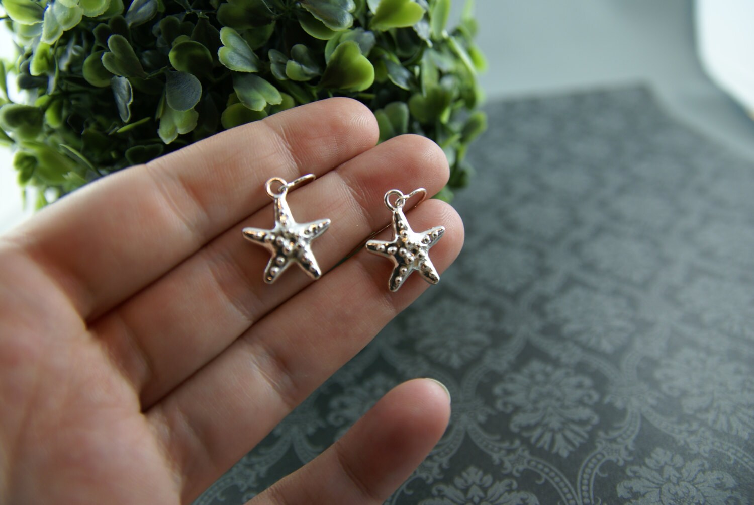 Starfish earrings in sterling silver
