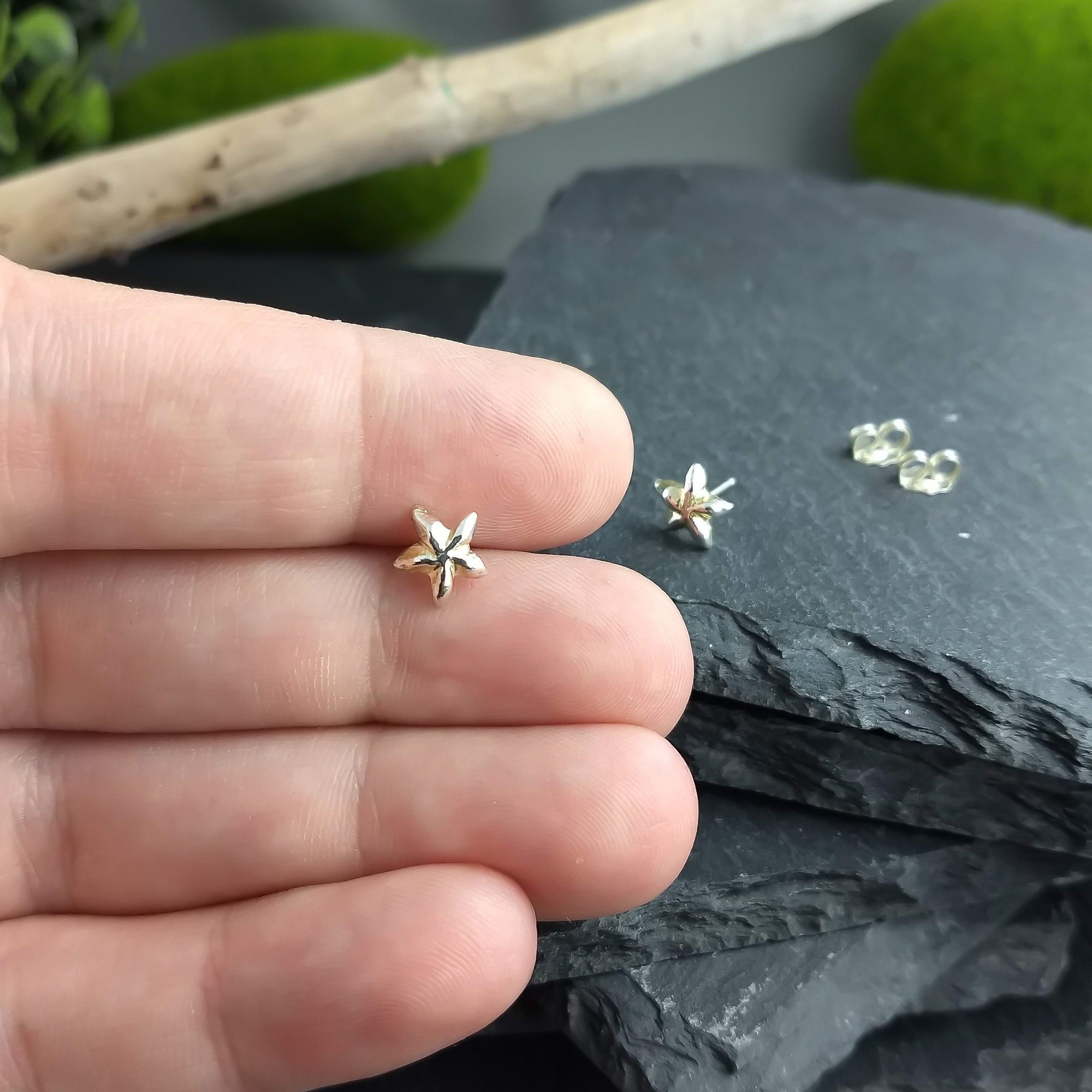 Mini 925 sterling silver star earrings for women or girls