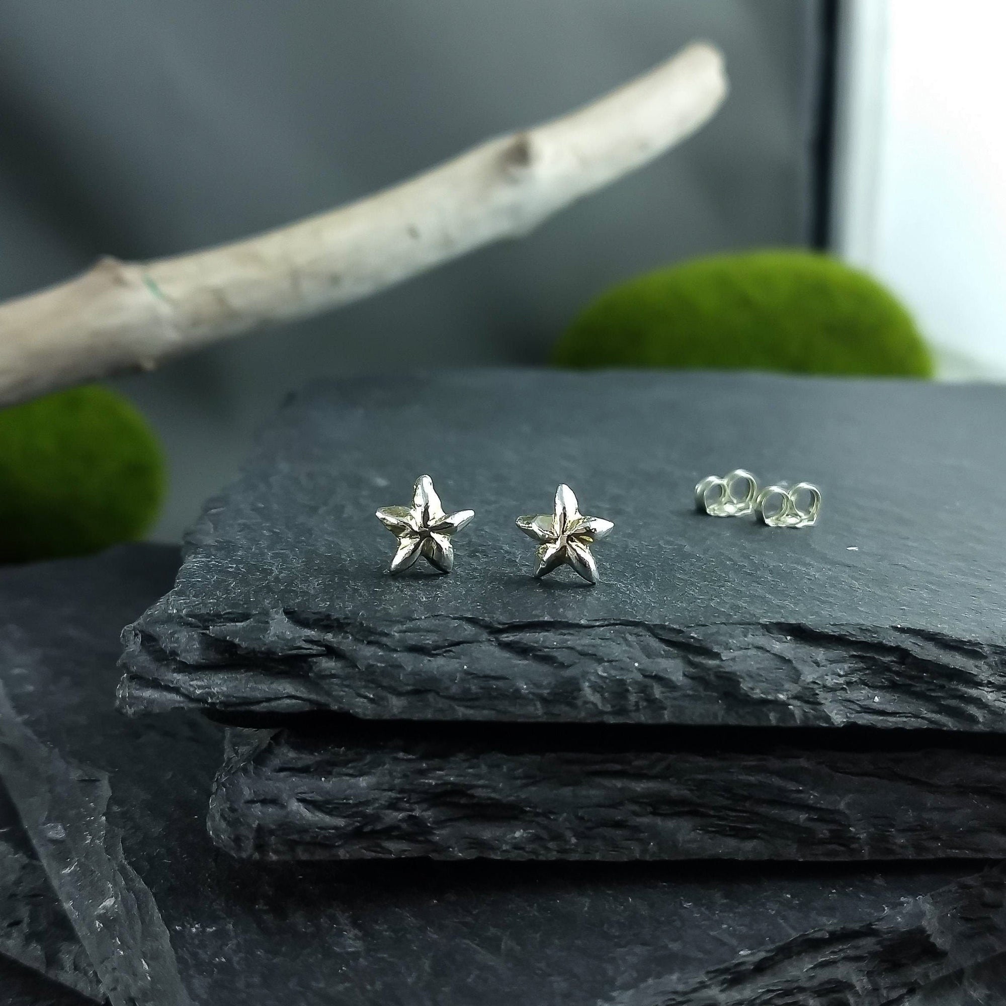 Mini 925 sterling silver star earrings for women or girls