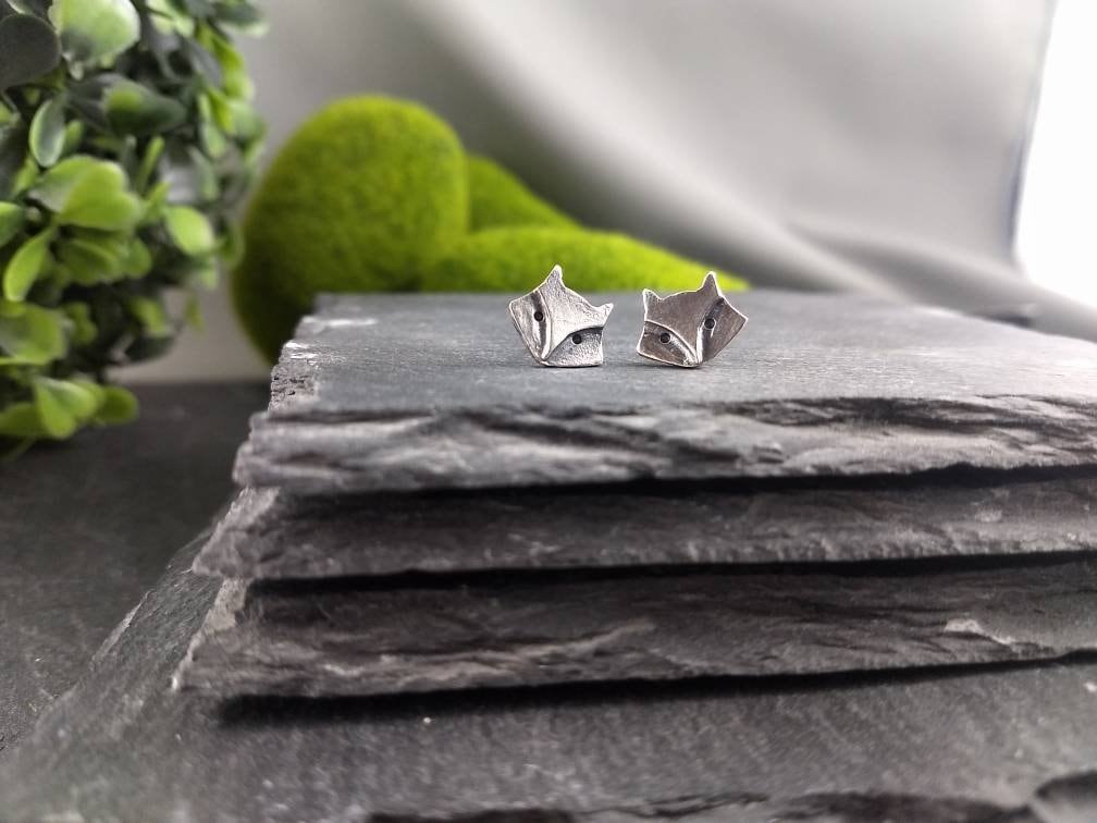 Sterling silver fox earrings