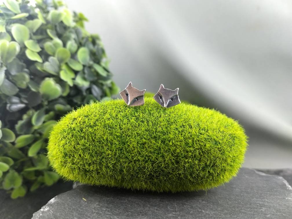 Sterling silver fox earrings