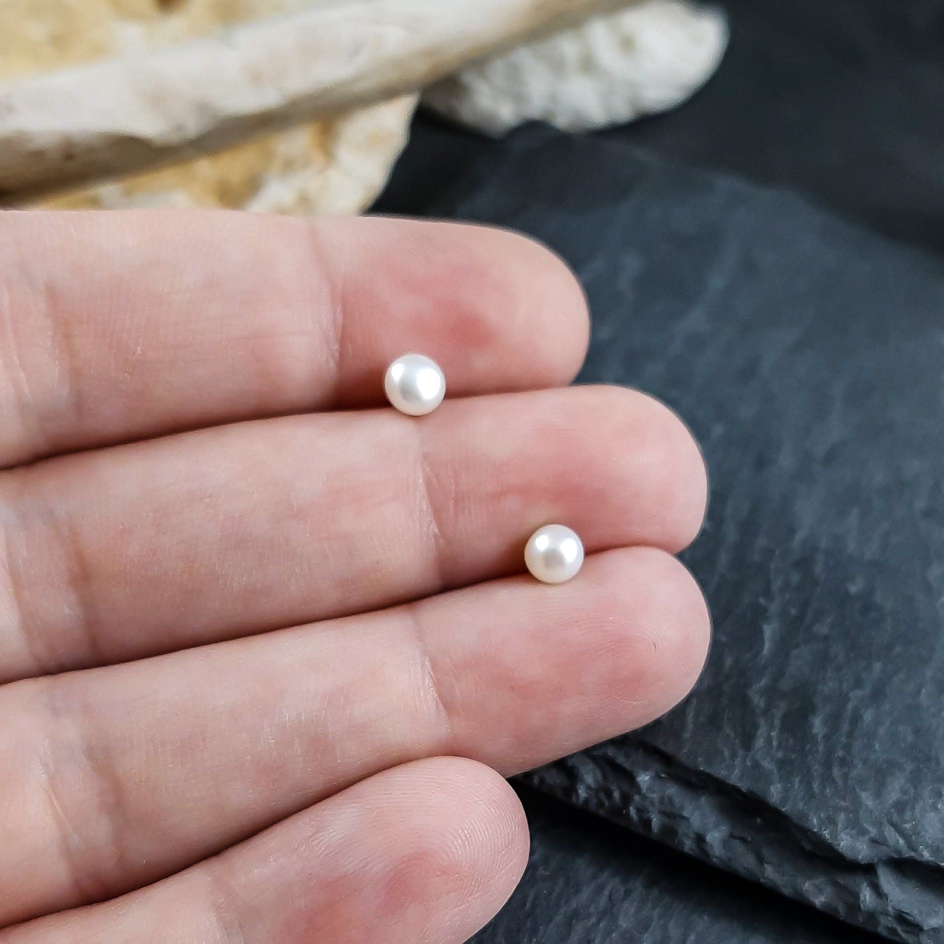 Small white freshwater pearl earrings