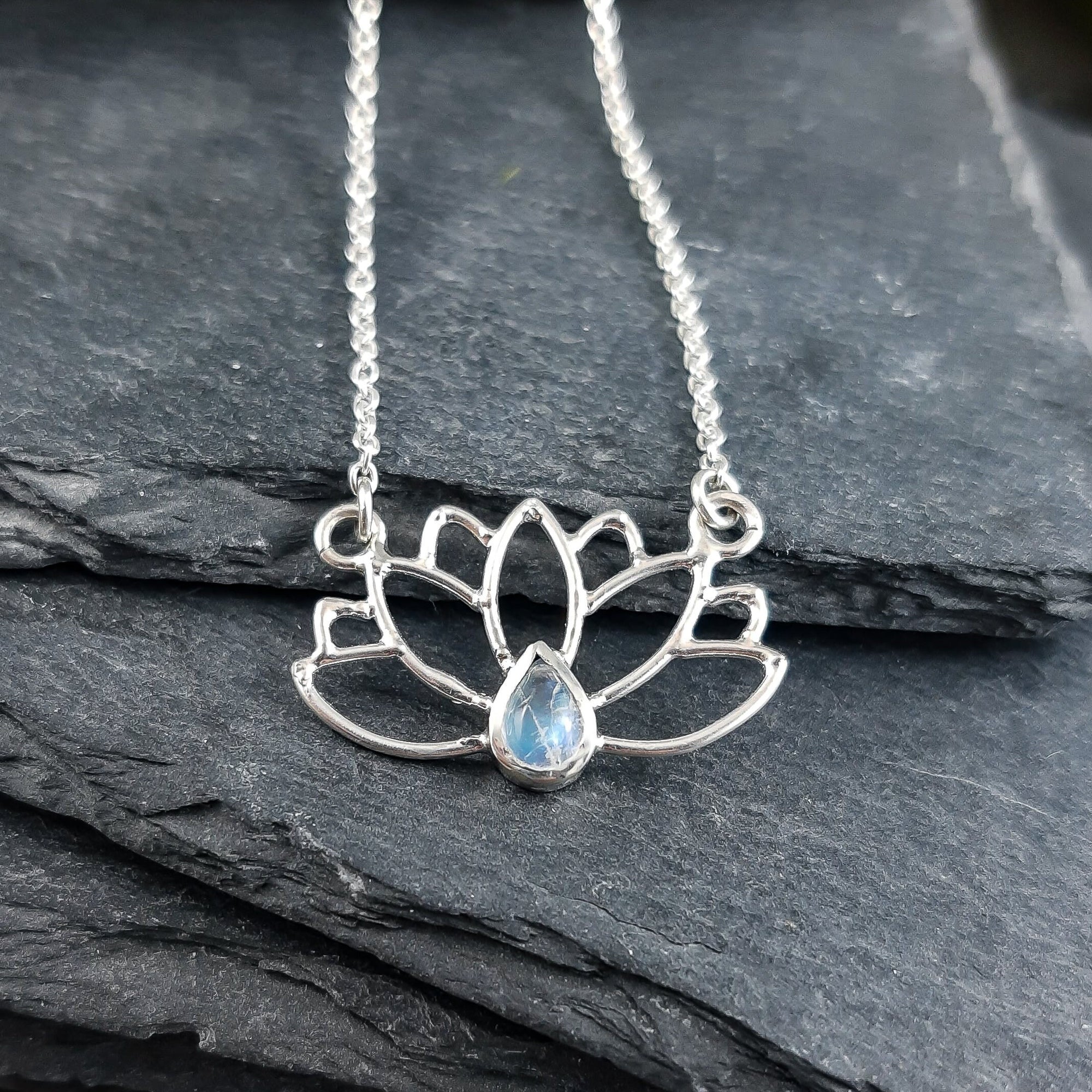 Lotus Flower Necklace in Sterling Silver