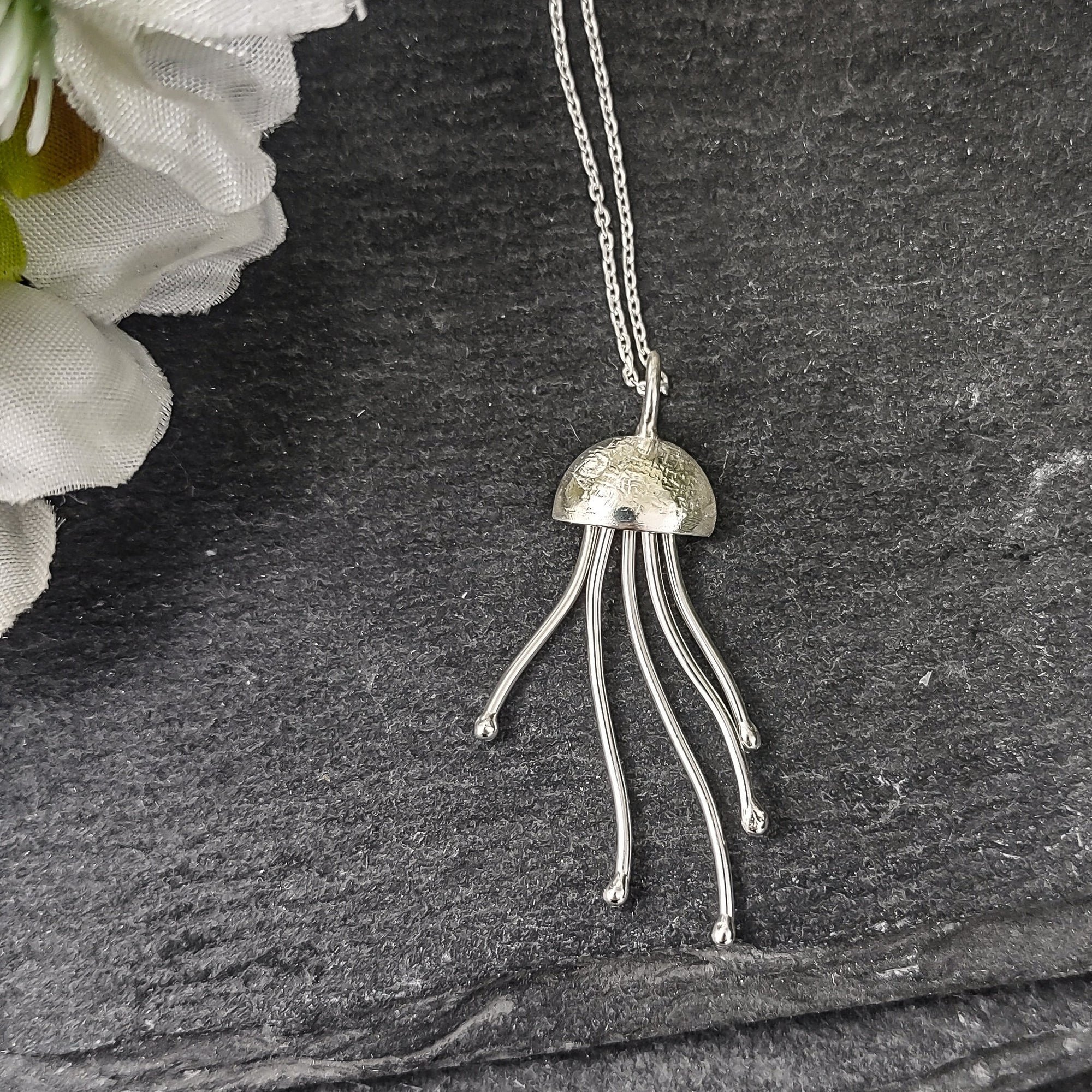 Small Jellyfish Pendant in Sterling Silver