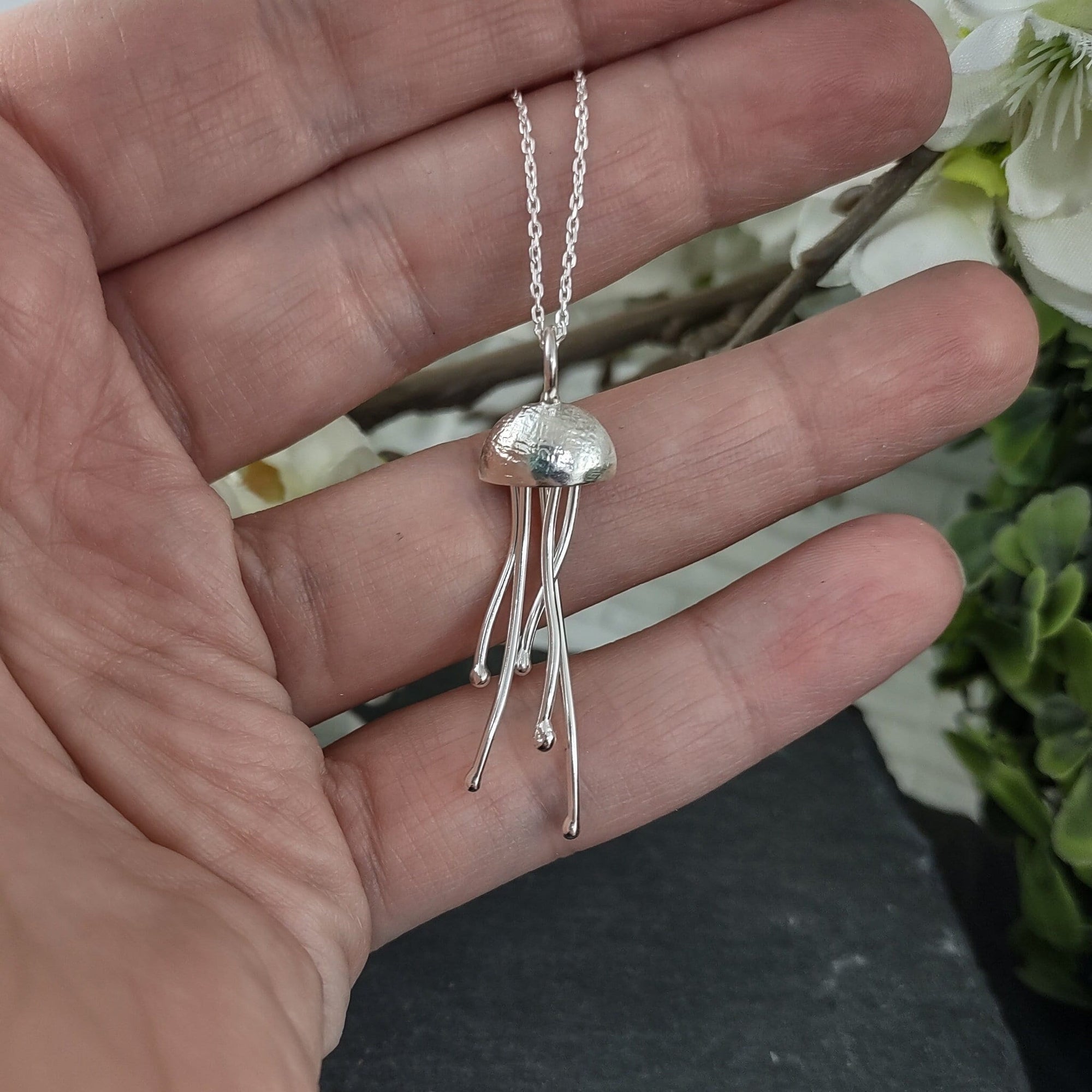 Small Jellyfish Pendant in Sterling Silver