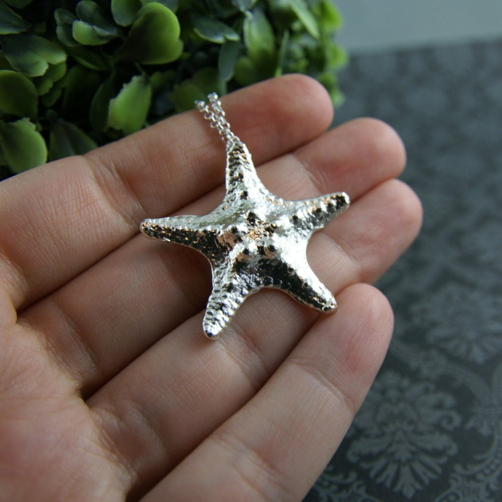 Large Starfish Pendant in Sterling Silver