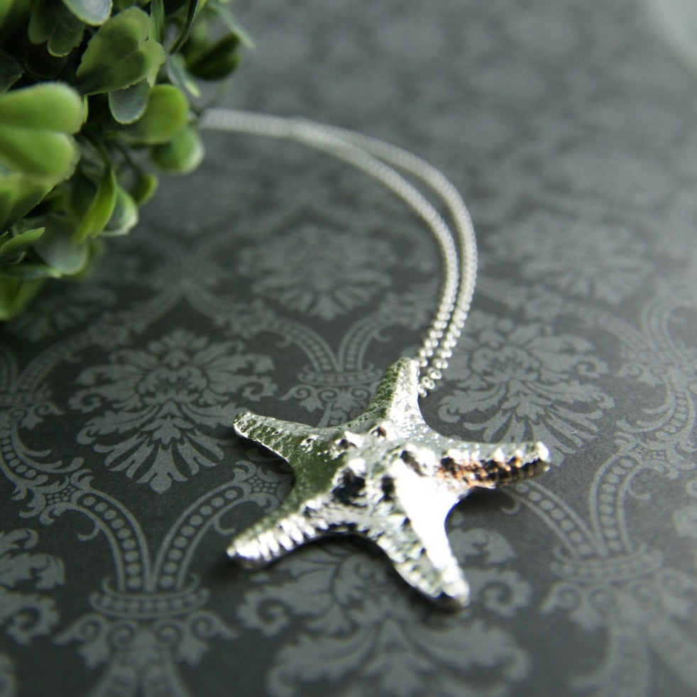 Large Starfish Pendant in Sterling Silver