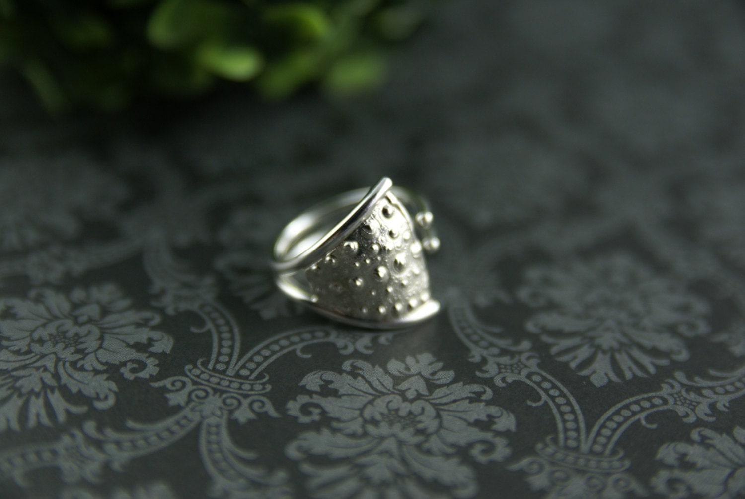 925 Sterling Silver Sea Urchin Ring