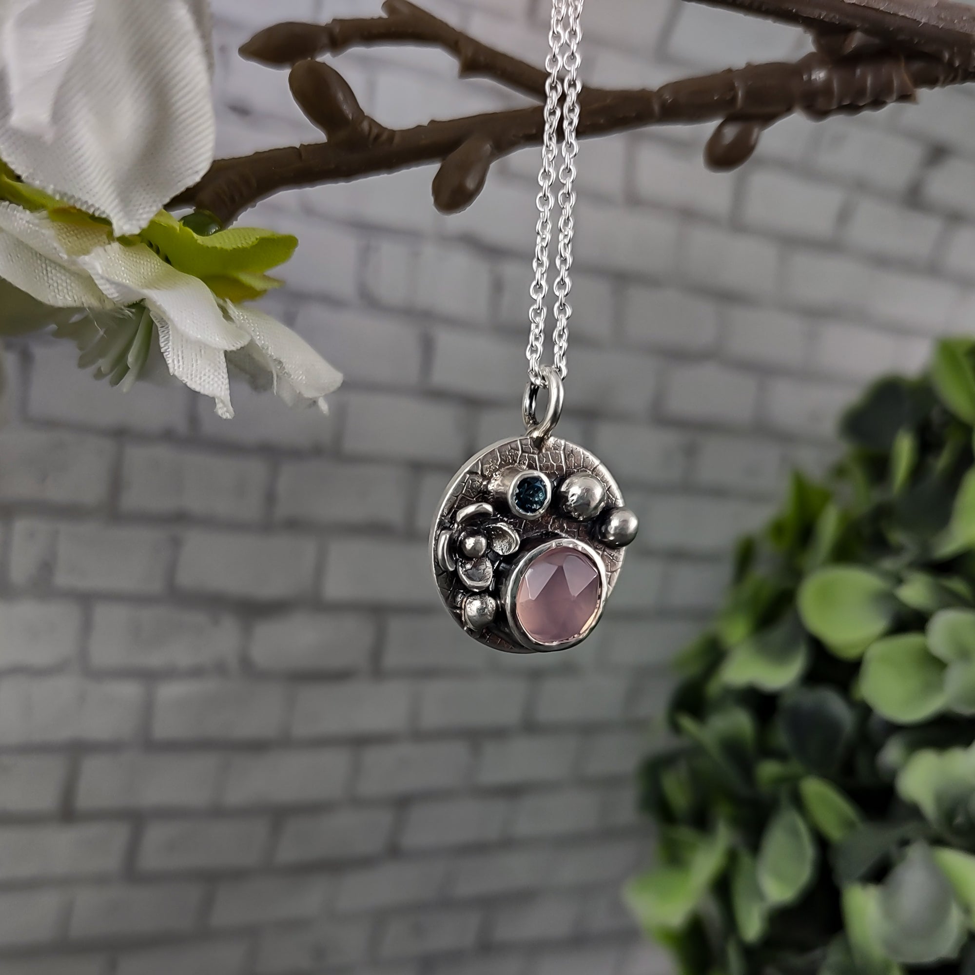 Small Lilac Flower Pendant in Sterling Silver