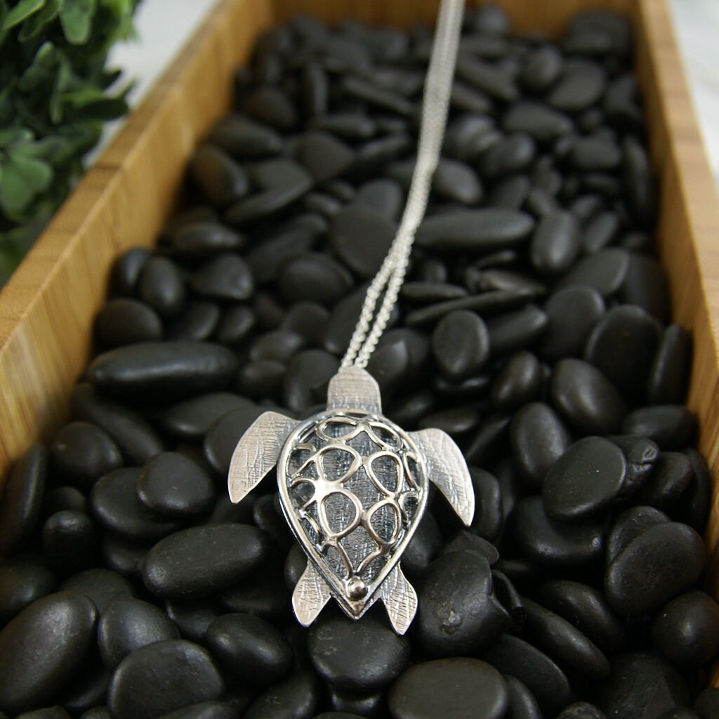 Large Sterling Silver Turtle Pendant