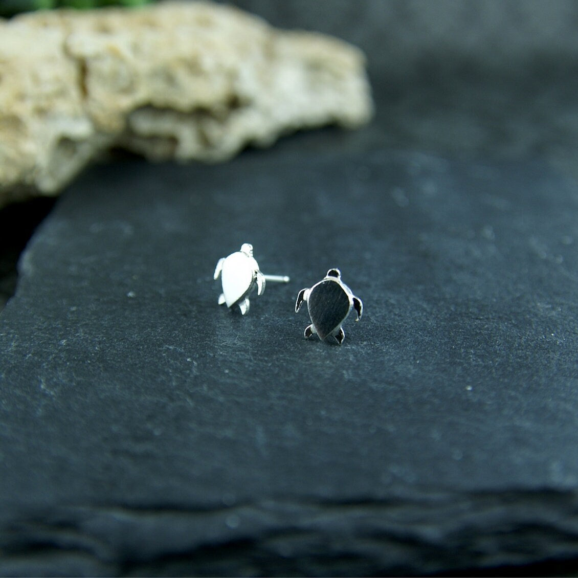 Sterling silver turtle earrings