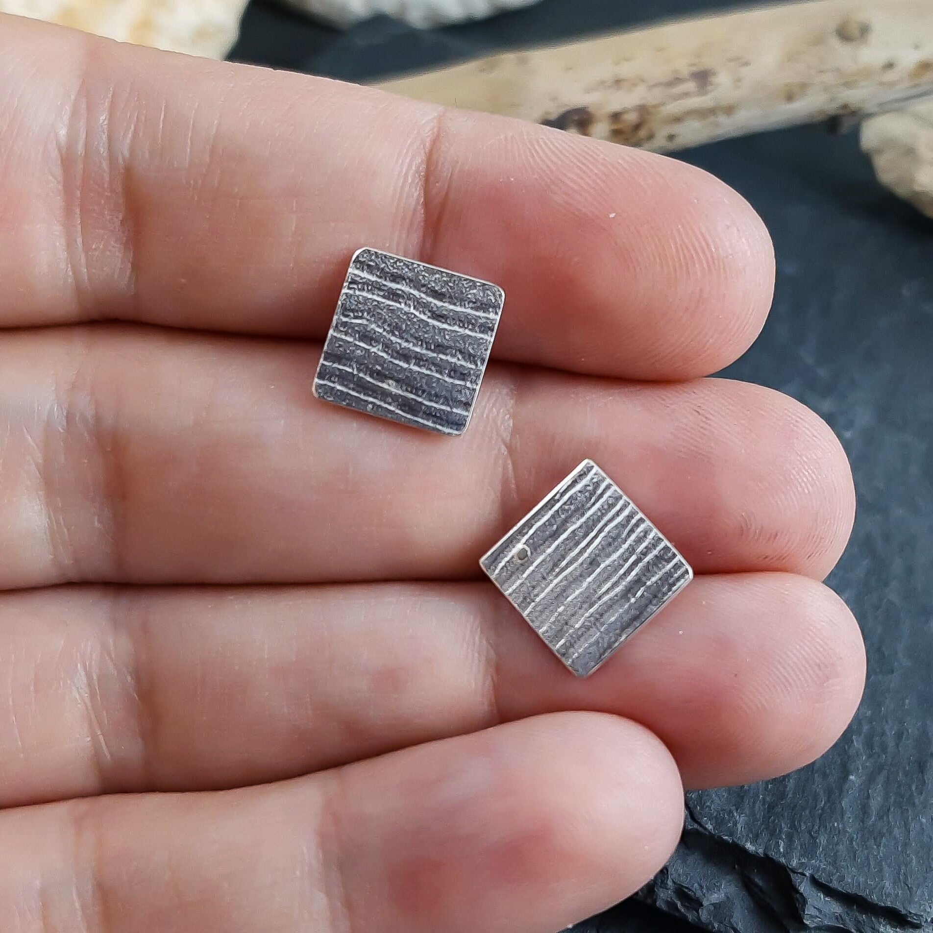 Square Nurse Theme Earrings in Sterling Silver