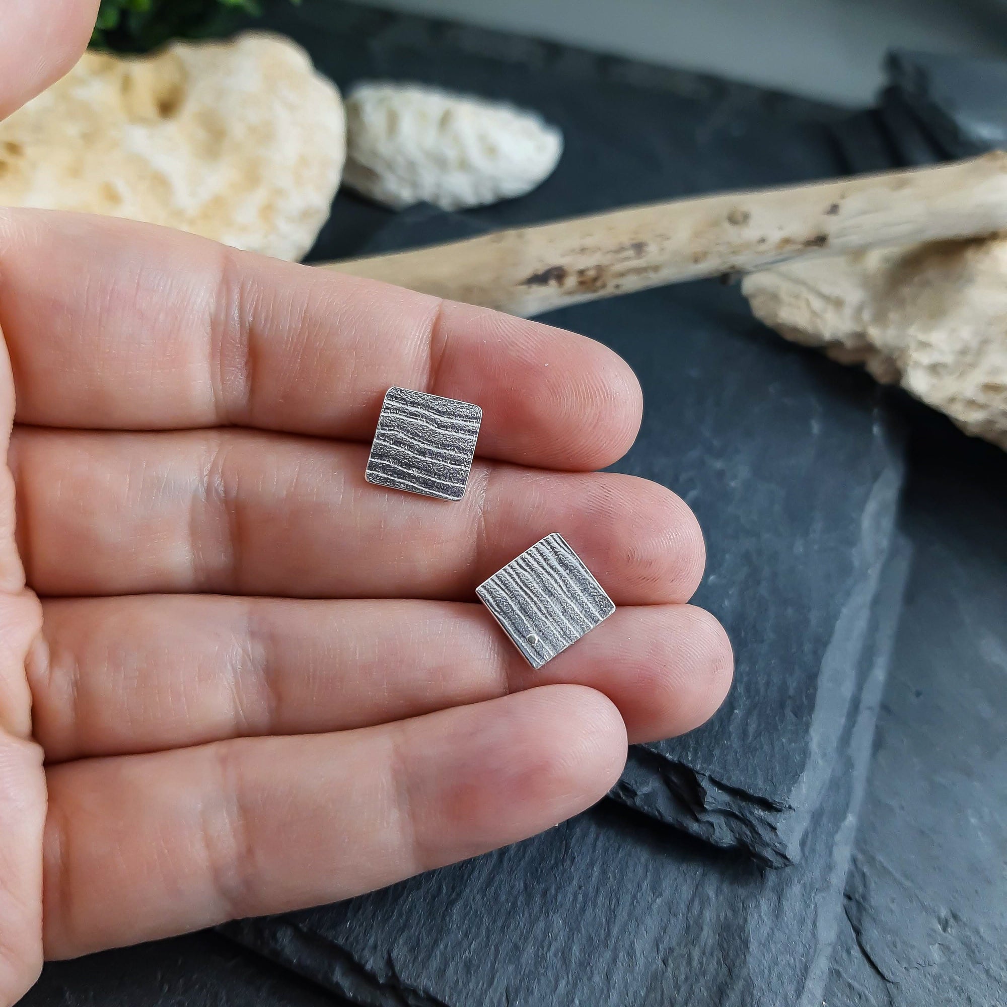 Square Nurse Theme Earrings in Sterling Silver