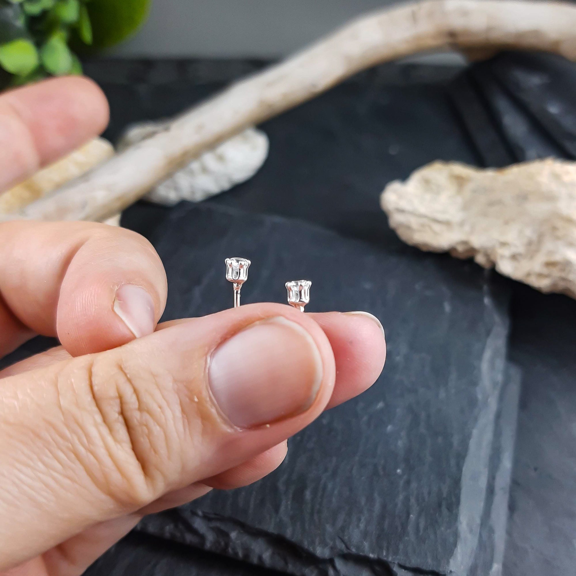 Sterling silver earrings with fine stones