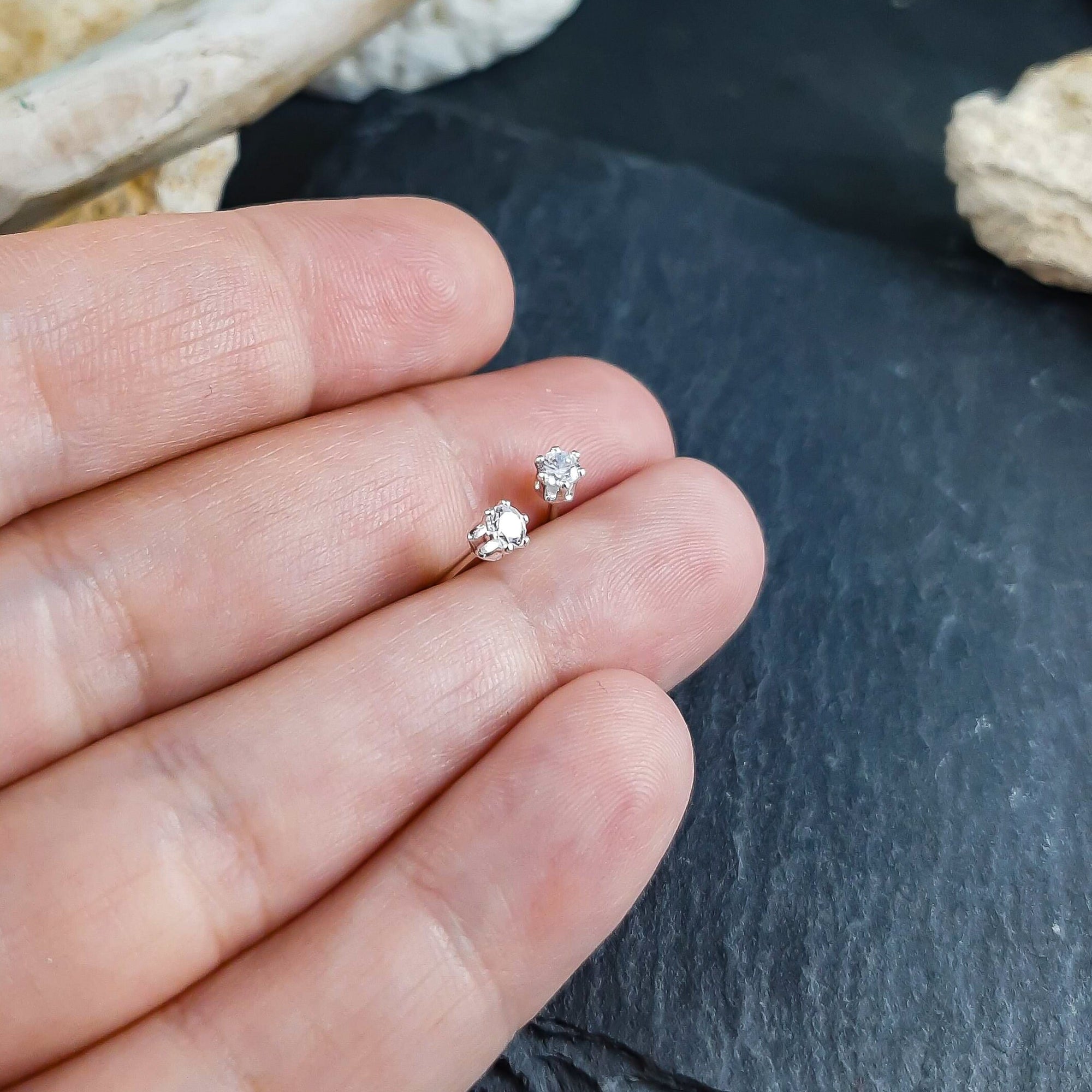 Sterling silver earrings with fine stones