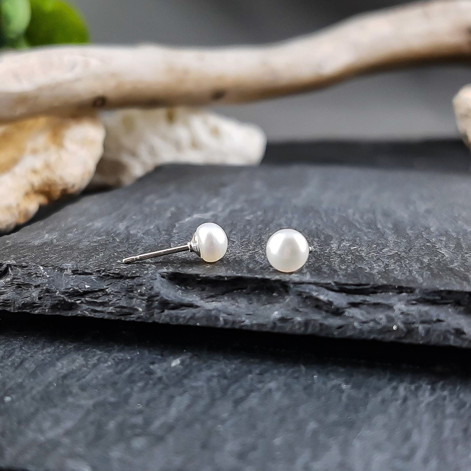 Small white freshwater pearl earrings