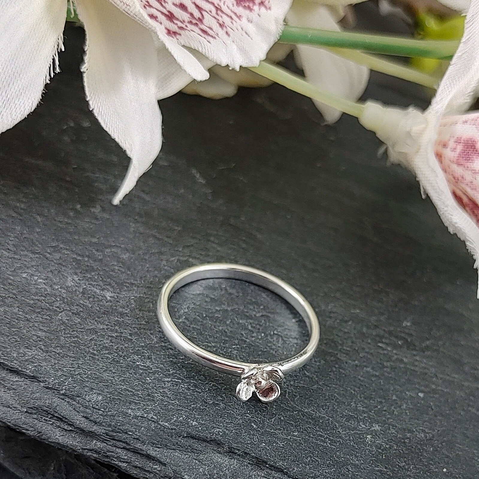 Lilac Flower Ring in Sterling Silver